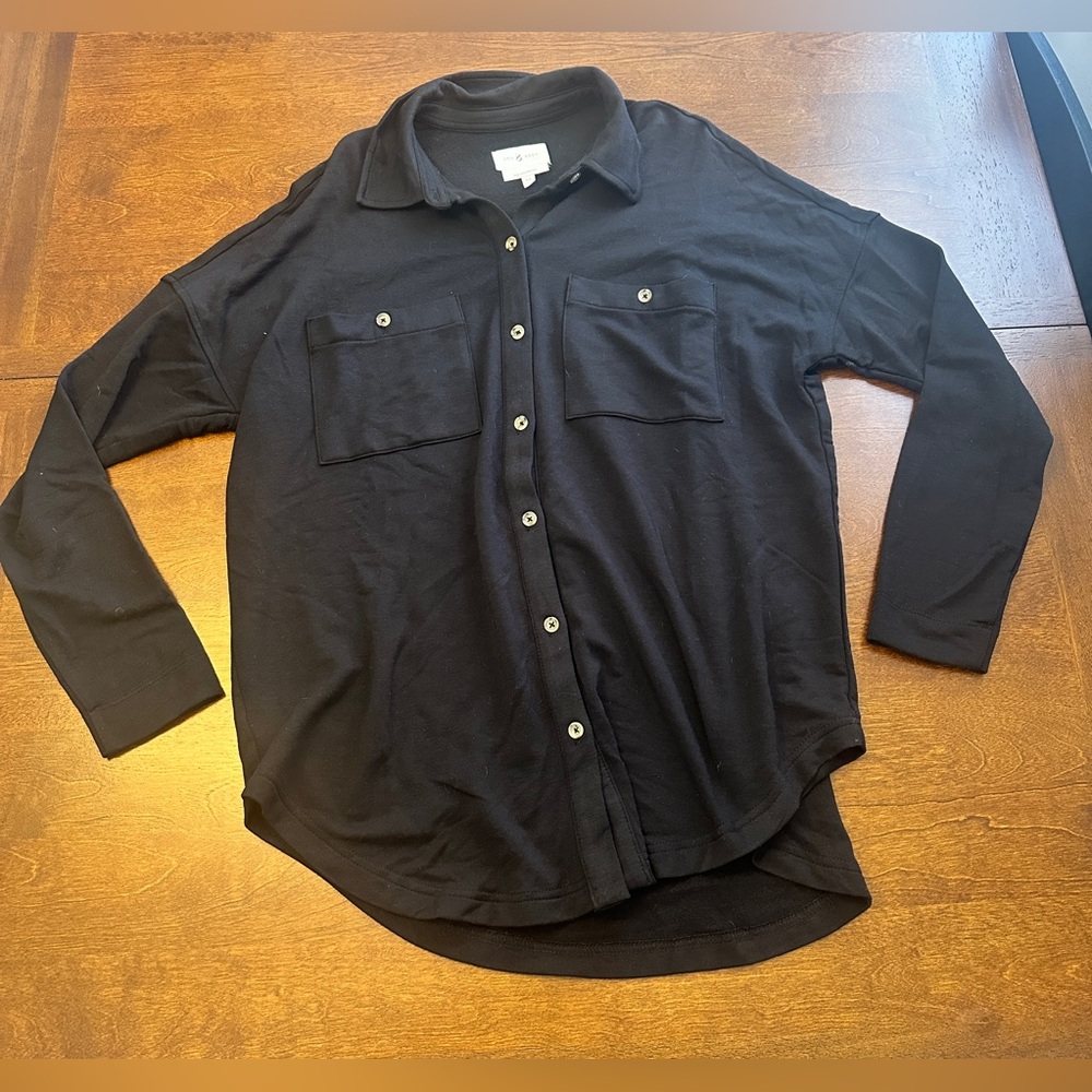 Lou & Grey Signature Soft Black Button Down Shirt